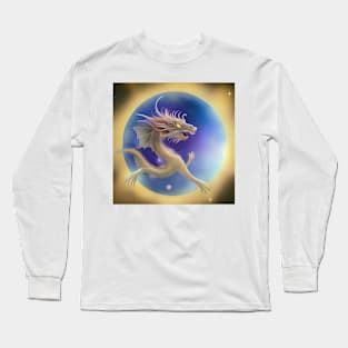 Gold Dragon Flying Through Wormhole Long Sleeve T-Shirt
